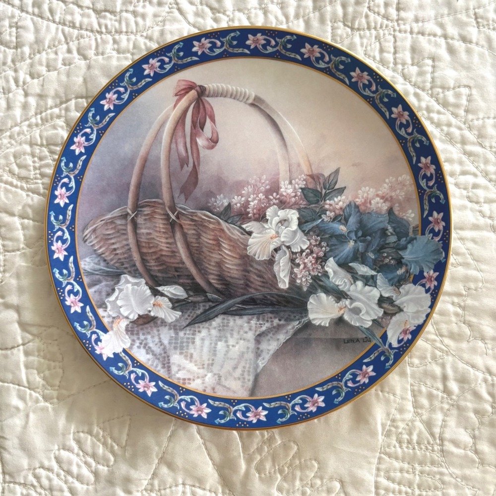 Bradford Exchange Lena Liu "Irises" Basket Bouquets Collector Plate W.S. George‎